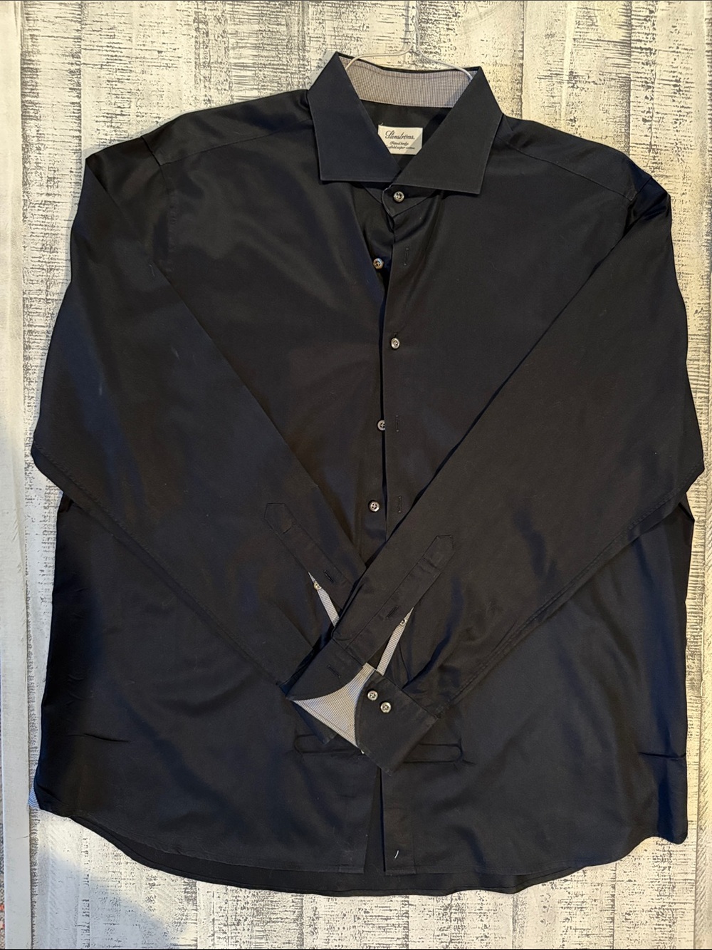 Stenströms Men's Black Long-Sleeve Dress Shirt - Spread Collar